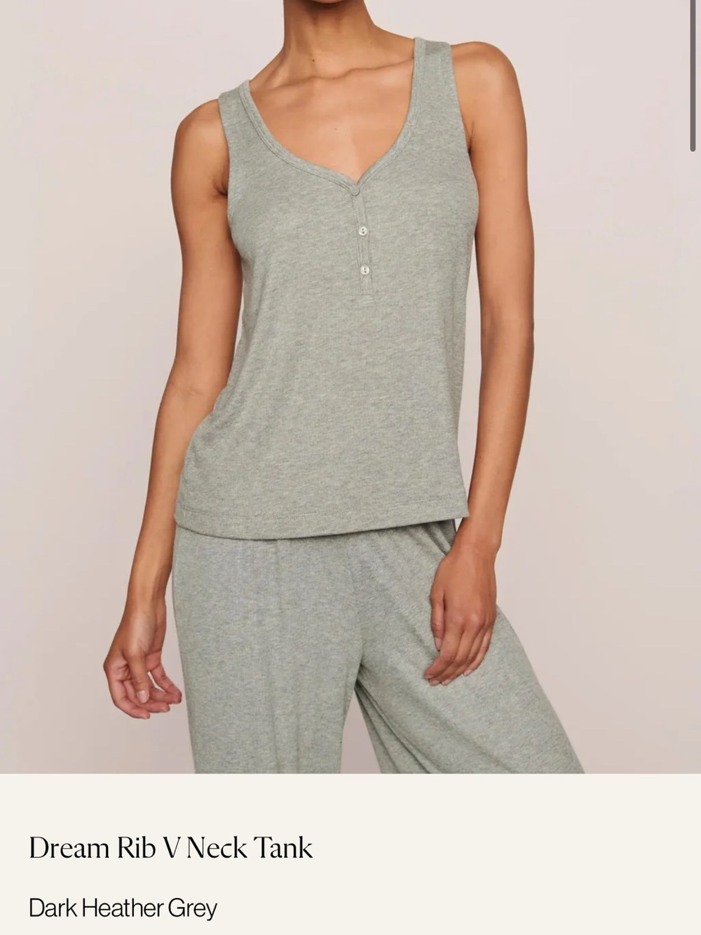 Eberjey Dream Rib VNeck Tank & Relaxed Short in dark heather grey size small